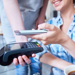 paying with mobile wallet on smart phone