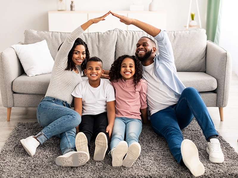 family in home